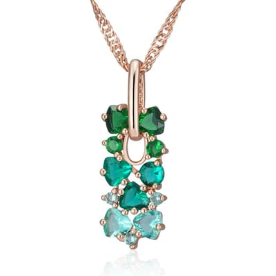 Collier Pendentif Zircon Naturel Vert Brillant Pour Femmes Tendance Couleur Or Rose Mariage Mariée Bijoux Fins Cristal Cadeau blue