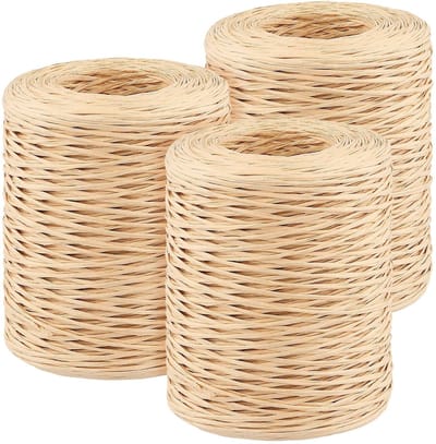 Dailygoods- Papierdraad 3 Rollen - 200 m per Rol - Ø 1 mm - Natuurlijke Decoratiedraad - Kraftpapier Kleur - Ideaal voor Bloemstukken - Binddraad