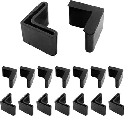 Meubel hoekbeschermers - Rubberen voetdoppen - Vloerbescherming - L-vorm - 30 mm - Zwart