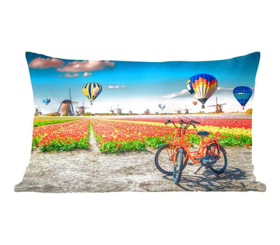 Sierkussens - Kussentjes Woonkamer - 50x30 cm - Luchtballon - Oranje - Tulpen