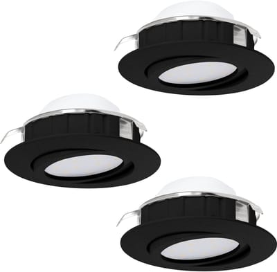EGLO PINEDA recessed spotlight Ø84 mm 3000K dimmable 3-pack black