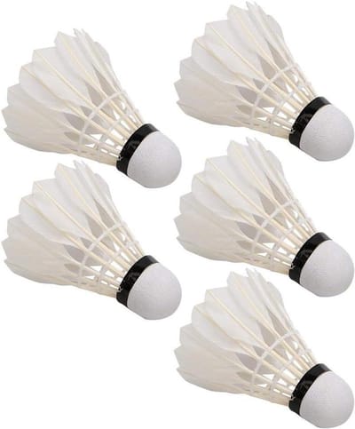 5x Badminton Ballen - Vederballen - Training en Spel - Duurzaam Duck Feather - Standaard Maat - Wit