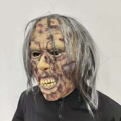Masque de zombie terrifiant, horrible, au visage pourri One size fits all adults beige