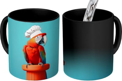 Magische Mok - Foto op Warmte Mokken - Koffiemok - Ara - Koksmuts - Sokkel - Grappig - Magic Mok - Beker - 350 ML - Theemok