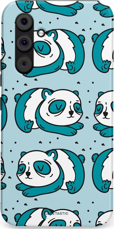 Casetastic hoesje geschikt voor Samsung Galaxy A54 (2023) 5G - Dubbellaagse bescherming - Panda dromen - Fashion Case - Lichtgrijs Petrol Wit
