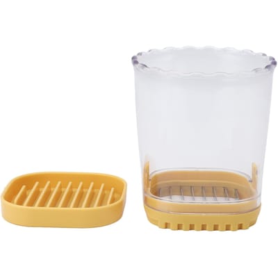 Groente- en Fruitsnijderbeker RVS Plastic Snelheidsfruitsnijder met Drukplaat voor Banaan Yellow white
