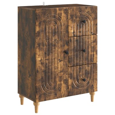vidaXL - Dressoir - met - lade - Gerookt - eiken - 66 - x - 34,5 - x - 90 - cm - Bewerkt - hout