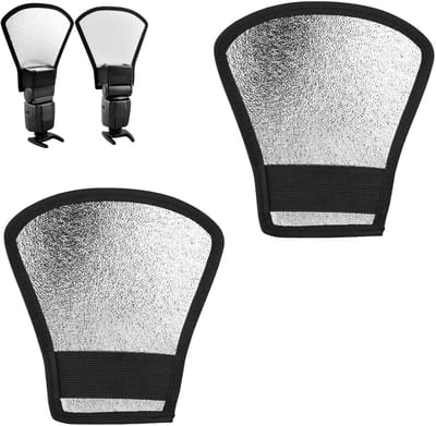 2-in-1 Flitsdiffuser Zilver/Wit voor Fotografie - Multifunctioneel en Draagbaar - Set van 2