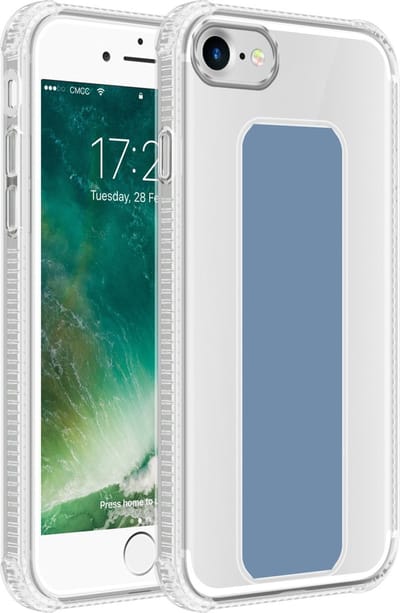 Cadorabo Hoesje geschikt voor Apple iPhone 7 / 7S / 8 / SE 2020 in LICHTBLAUW - Beschermhoes gemaakt van flexibel TPU silicone Cover Case met houder en standfunctie