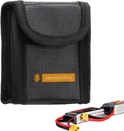 Lithium Batterij Veiligheidstas - Vuurvaste Batterij Bescherming - Batterij Opslag - Vlamvertragend Materiaal - 16 x 9 x 6 cm