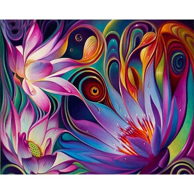 Strass schilderij kristal abstract lotus home decor DIY diamant schilderij 5D kruissteek 20X30CM blue