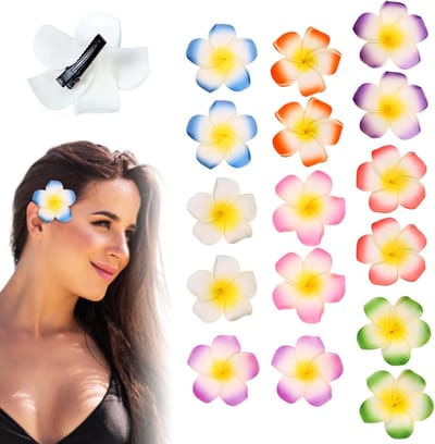 SnelShoppen - 16 Stuks Bloemen Haarclips, Hawaiiaanse Haarspeld, Bohemien Bloemen Haarspeld, Schuim Plumeria Haarclips, Tropische Strand Haarspeld, Br