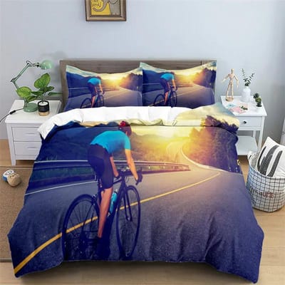 Fietsen Fietsen Print Beddengoed Set Sport Stijl Dekbedovertrek Mountainbike Dekbedovertrek Met Kussenslopen King Voor Tiener Volwassen Kamer Decor AU Queen(210x210cm)
