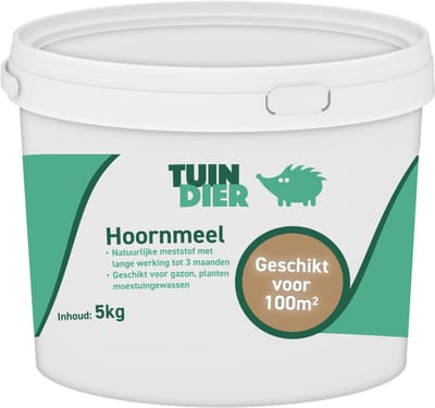 Hoornmeel | Hoorn mest | 100% natuurlijk | In handige bewaaremmer | 5.000 gram | 5 kilogram | TUIN-DIER