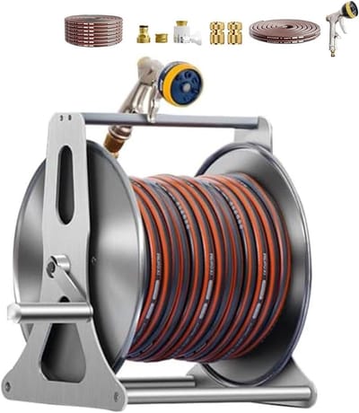 Tuinslanghaspel Kar - Wateropslag Rek - Gazon Besproeien - 360° Draaibare Handgreep - 15 Meter Slang - A