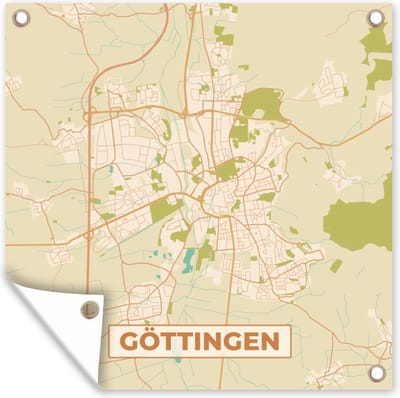 Tuin poster Göttingen - Vintage - Plattegrond - Kaart - Stadskaart - 200x200 cm - Tuindoek