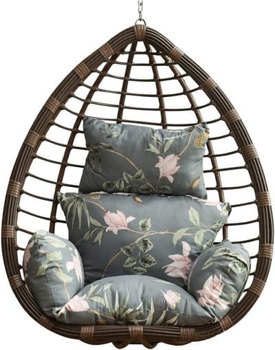 Vervangkussen Hangstoel - Kussen Mand - Buiten Ontspannen - Met Hoofdsteun - 53x38 cm - Bloemenprint