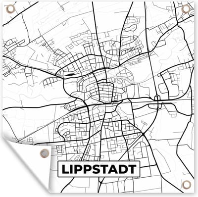 Tuin poster Plattegrond - Lippstadt - Kaart - Stadskaart - 200x200 cm - Tuindoek