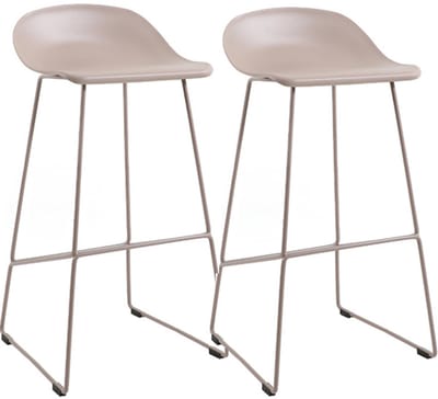 Bronx71® Scandinavische Barkruk Ellen taupe 76 cm - Barkrukken set van 2 - barstoel