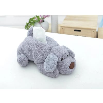 Boîte à mouchoirs en peluche pour chien, support de voiture, organisateur, décoration d'intérieur white