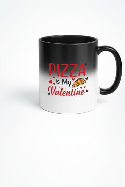 Magische Mok Pizza is Mijn Valentijn | Hittegevoelige Koffiemok met Liefde voor Pizza Ontwerp | Uniek Valentijnscadeau