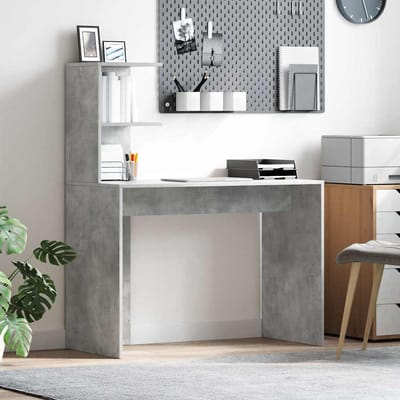 vidaXL - Bureau - Beton - Grijs - 102 - x - 50 - x - 124 - cm - Bewerkt - hout