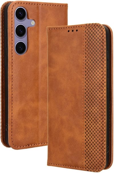 Coverup Hoesje - Geschikt voor Samsung Galaxy S24 Plus Hoesje - Coverup Vintage Style Book Case - Bruin