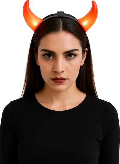 Partychimp Duivel Hoorns Met Rood Licht voor bij Halloween Kostuum Volwassenen Halloween Kostuum Heren Halloween Kostuum Dames Carnaval Accessoires Carnavalskleding Dames Carnavalskleding Heren - Inclusief batterijen