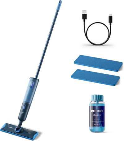 Philips OneUp Elektrische Dweil 3000 series XV3101/00 - 1 extra dweildoek - Dweilsysteem - Vloerreiniger - Vuil water opzuigen - 1 stand - 50min dweilen - Geen emmer nodig - Extra dweildoek