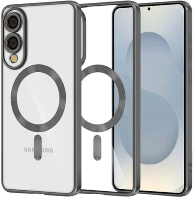 Hoesje geschikt voor Samsung Galaxy S25 Edge - Techsuit Luxury Crystal Back Cover - Geschikt voor MagSafe - Transparant/Zwart