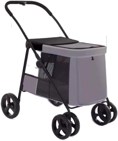 Huisdieren Kinderwagen - Hondenbuggy Kattenbuggy - Comfortabel Reizen - Opvouwbaar Ontwerp - 4 Wielen - Grijs