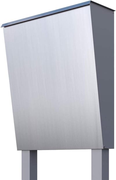 Staande brievenbus - Buitenpost - Post ontvangen - Gepoedercoat staal - 38x125x12 cm - Grijs metallic