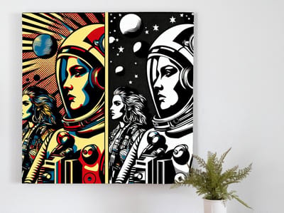 Pop art zwart wit schilderij | Monochroom meesterwerk: een moderne oogstrelende pop art creatie | Kunst - 75x75 centimeter op Forex | Foto op Forex