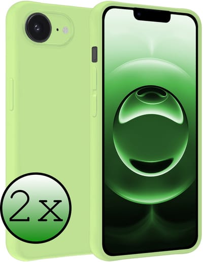 Hoesje 2 Stuks - Geschikt voor Apple iPhone 16e - Sterk & Shockproof - Case Siliconen - Back Cover - Telefoon Hoes - Groen