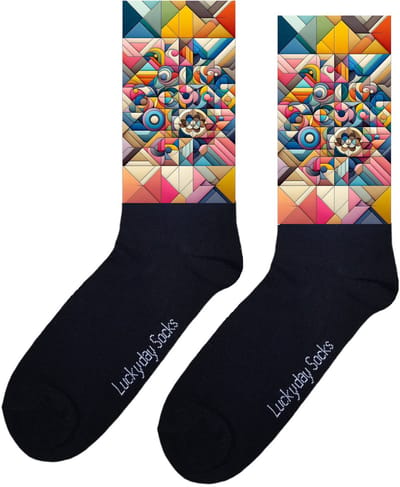 Geometrisch - Valentijns Cadeau - Fantasie sokken - Grappige sokken - Leuke sokken - Hem Haar sokken - Vrolijke sokken - Sint cadeau - Vaderdag - Moederdag - Verjaardag cadeau - Kerst cadeau - Leuk Cadeau - Mozaïek - Socks maken Happy - 37-44