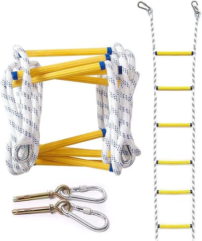 Touwladder - Veiligheidsladder Ontsnapping - Noodsituaties Thuis - Vlamvertragend Materiaal - 30 Meter Lengte - Zwart