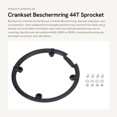 Dailygoods- Kettingbeschermer Lichtgewicht - Kettingkast - Bescherming - Fietsaccessoire - Voor M430/M590/M390 - Inclusief schroeven/gaskets - Kettingring