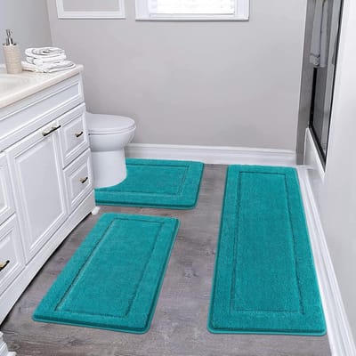 Antislip Badmatset - 3-delige Shaggy Microfiber, Machine Wasbaar, Absorberend en Zacht voor Badkamer