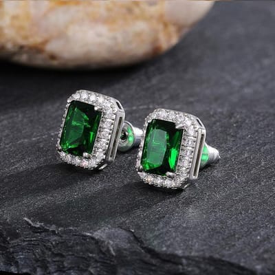 Mode Geometrische Groene Cubic Zirconia Oorbellen Voor Vrouwen Schitterende Cz Steen Oorbellen Nobele Vrouwelijke Bruiloft Ring Sieraden Cadeau