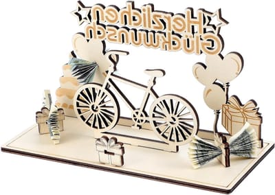 Houten Fietsdecoratie voor Verjaardagen en Bruiloften, Origineel Geldcadeau voor Fietsers en Liefhebbers, Unieke Fiets Geschenken voor Vrienden en Familie