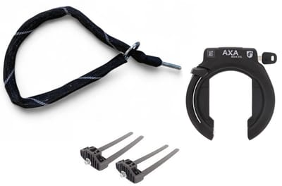 Axa Block XXL ART2 ringslot set met 140cm Insteekketting en Flexmount bevestiging set - Zwart