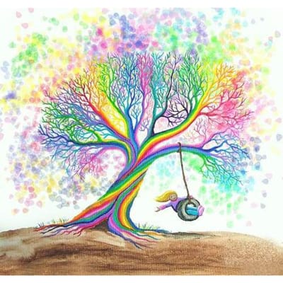 Borduren handwerk diamant borduurwerk ambachtelijke schilderij regenboog boom Swing Diamond Art Wall Decor 30x30CM blue