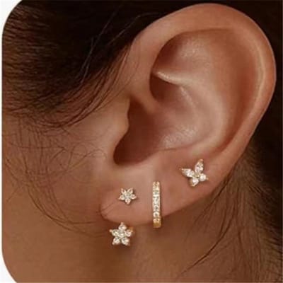 Ensemble de 3 Paires d'Boucles d'Oreilles Exquises en Acier Inoxydable 12 Constellations Pierres de Naissance pour Femme Boucles d'Oreilles Piercing Cartilage Bijoux de Mode brown