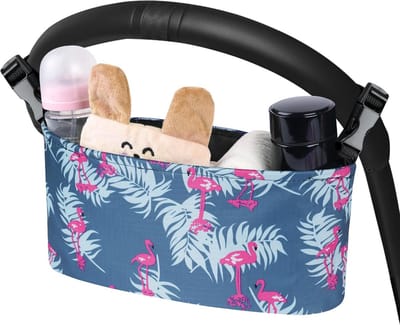 Kinderwagentas met Bekerhouder - Hoge Capaciteit Opberg Organizer voor Alle Stroller Modellen - Waterafstotend Polyester - Verstelbaar en Opvouwbaar - Universele Pasvorm