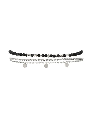 Mint15 Armband 'Alexis' - Zwarte Obsidiaan - Zilverkleur RVS/Stainless Steel