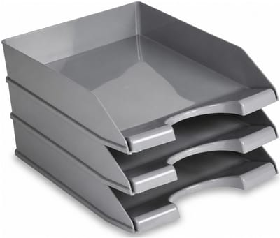 Plasticforte Brievenbakjes - 3x - A4 - lichtgrijs - kantoor postbakjes