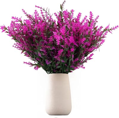SnelShoppen - 12 Bundles Kunstmatige Lavendel Bloemen - UV Bestendige Kunstplanten voor Tuin, Balkon en Buiten - Onderhoudsvriendelijk en Pollenvrij