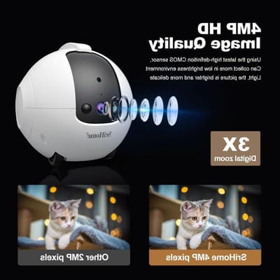 Robotcamera Huisdieren - Bewakingscamera Huisdier - Huisdieren Observeren - 360 Graden Zicht - 143x143x146 mm - Wit