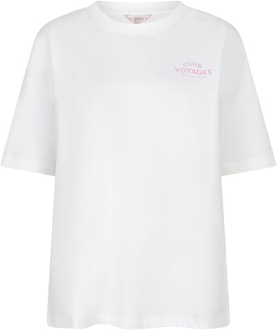 EsQualo T-shirt T Shirt Wide Voyages Sp26 05015 935 Off White / Rose Dames Maat - M