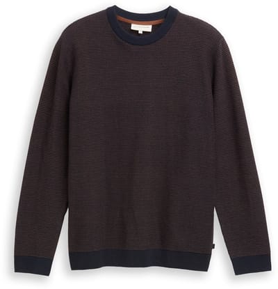 Tom Tailor - Gebreide trui van katoen - Maat M - navy mid brown dot stripe